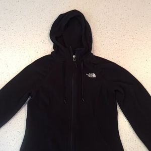 North Face black fleece hoodie with hand pockets